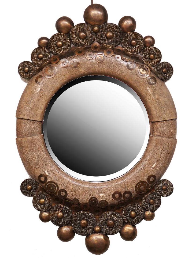 R & Y Augousti Shagreen and Brass Mirror (1 of 5)
