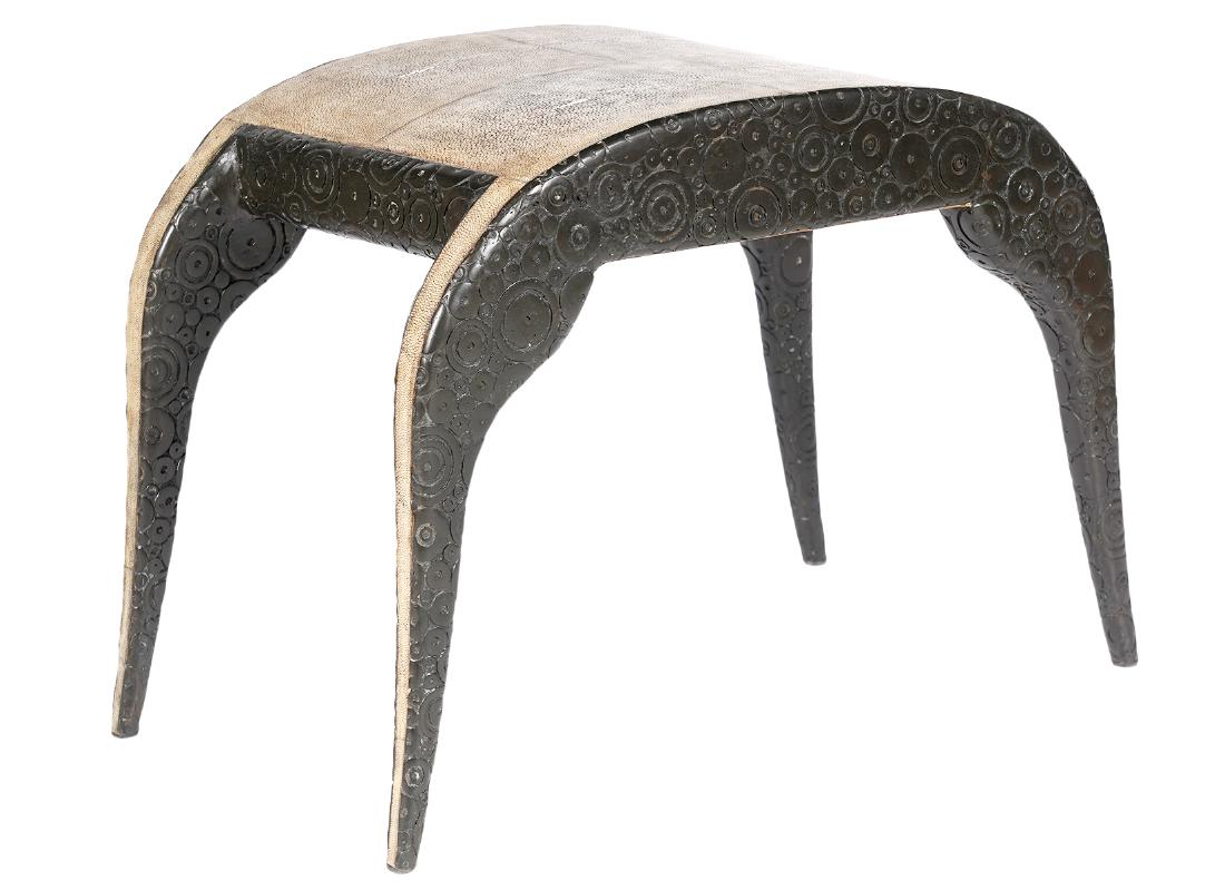 R & Y Augousti Brass and Shagreen Bench (1 of 8)