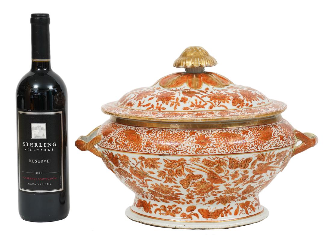 Chinese Export Rare Bird & Butterfly Soup Tureen (1 of 13)