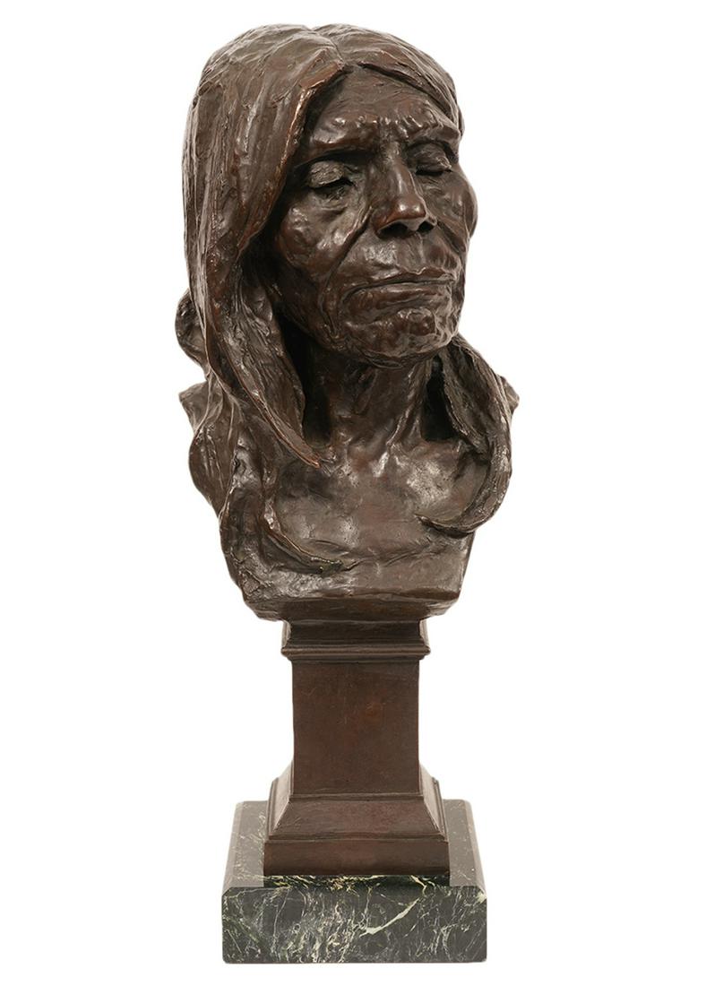 Large Bronze Native American Bust (1 of 9)