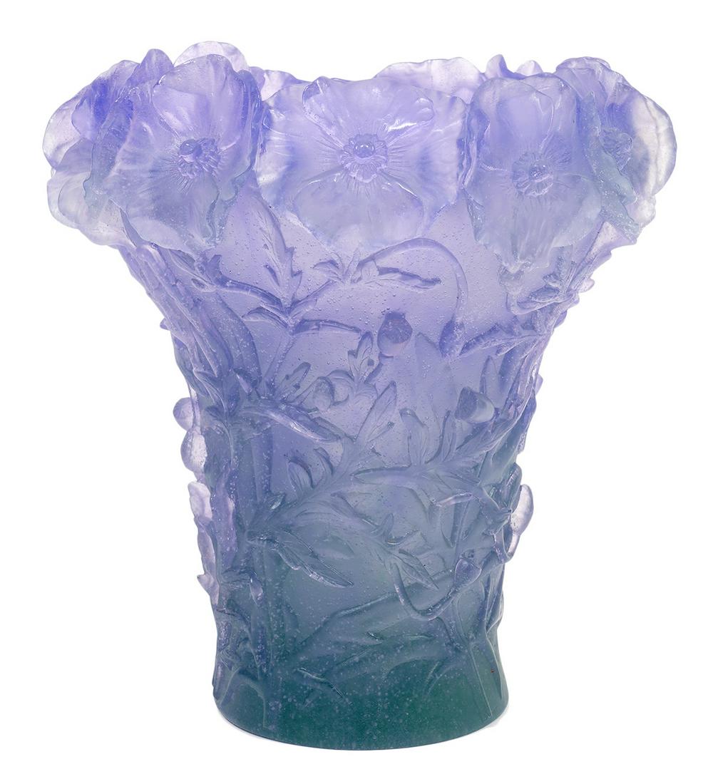 For Auction Daum Pate De Verre Hibiscus Lavender Vase 61 On