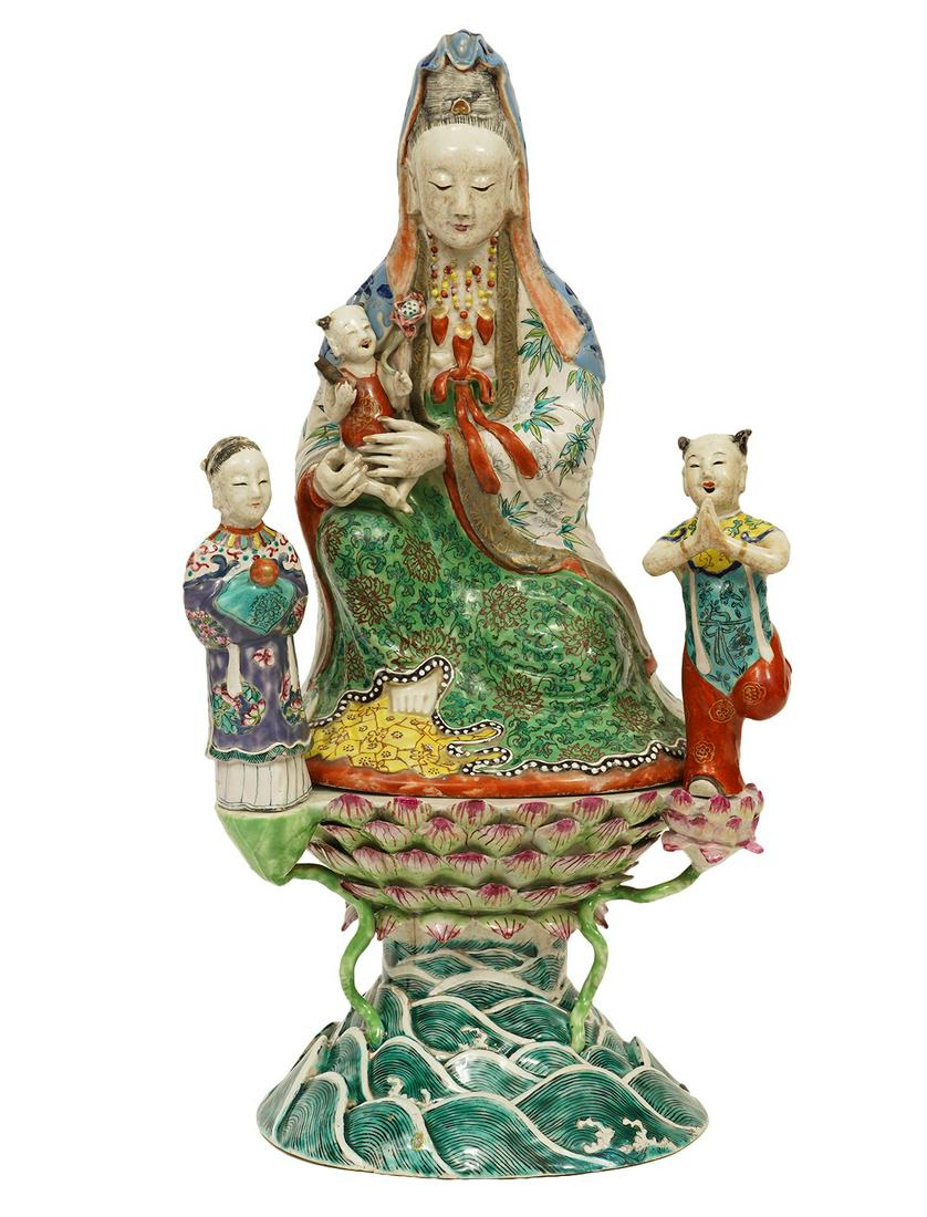 Chinese Famille Rose Porcelain Guanyin Possibly Qing (1 of 20)