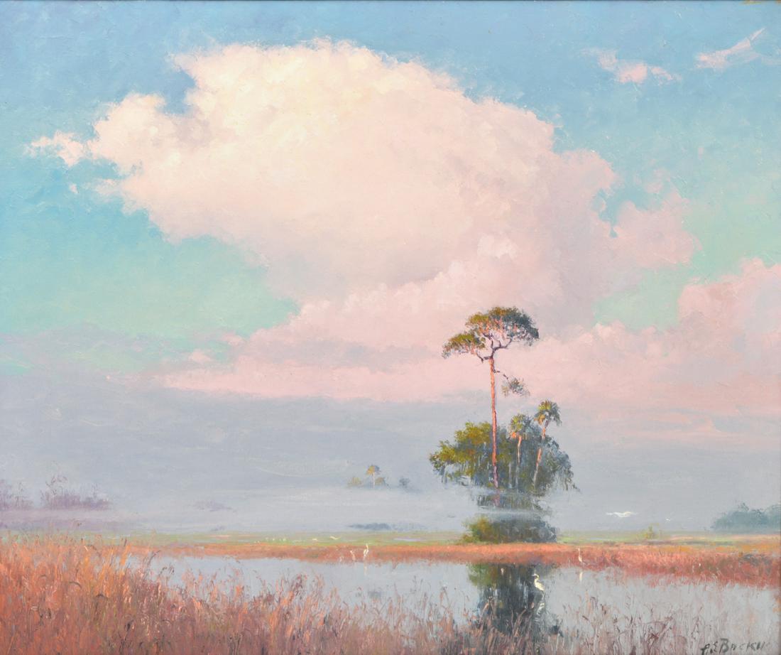 Beanie Backus 'Pink Florida Clouds' Oil Painting (1 of 9)