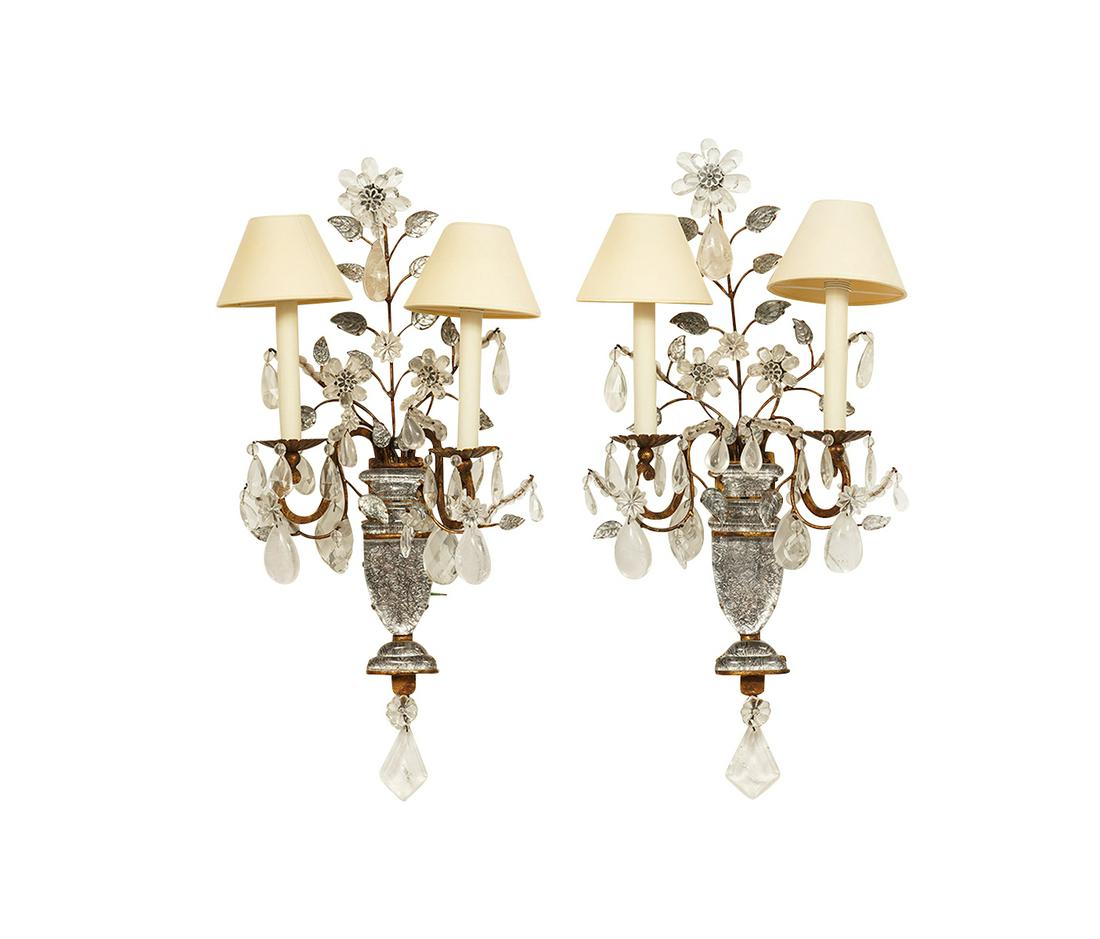 Pr. French Bagues Style Rock Crystal Wall Sconces (1 of 10)