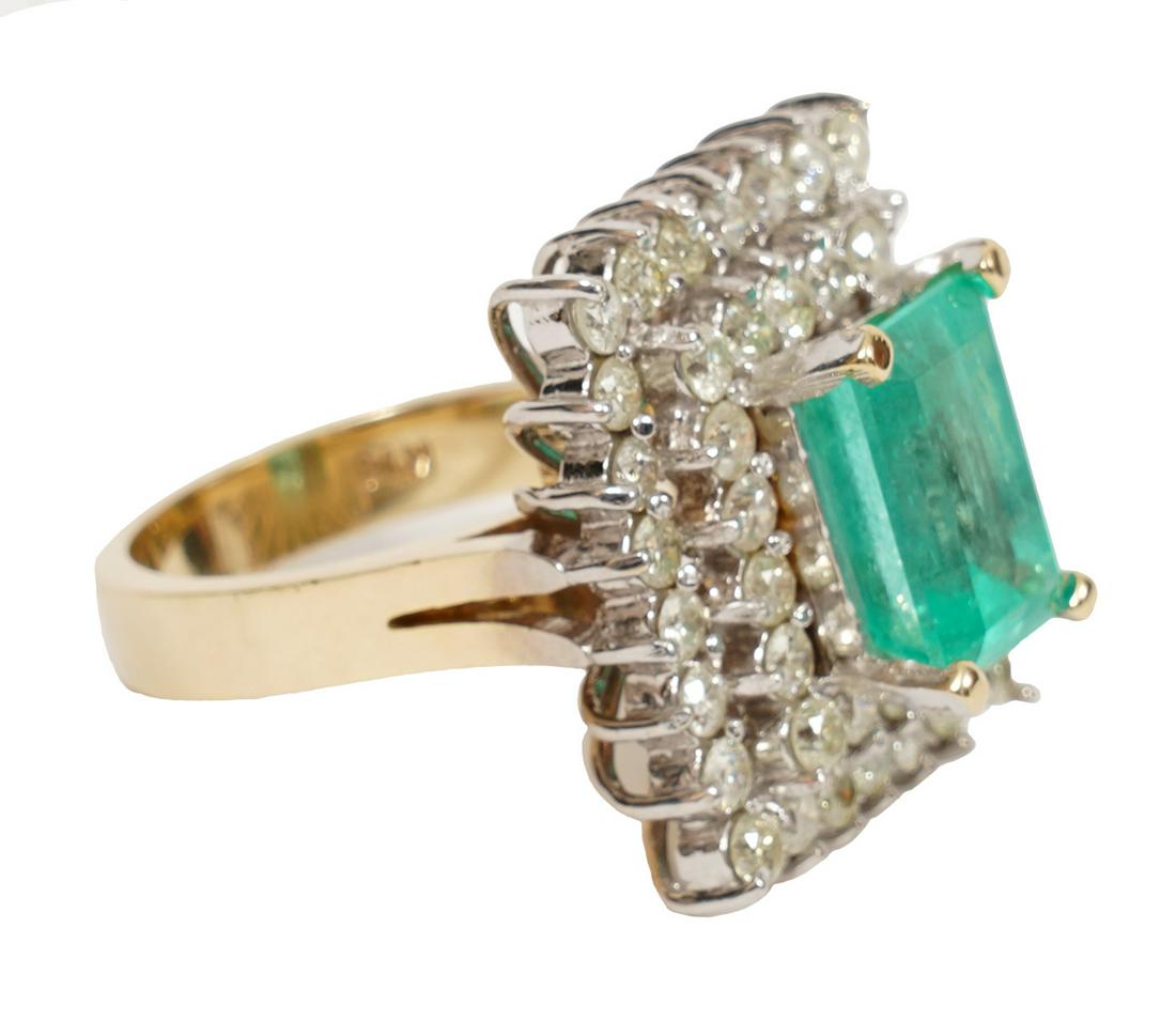 Emerald, Diamond and 14Kt YG Cocktail Ring (1 of 7)