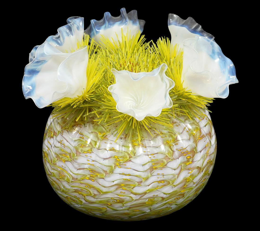 Flo Perkins 'White Flowering Cactus' Art Glass (1 of 7)