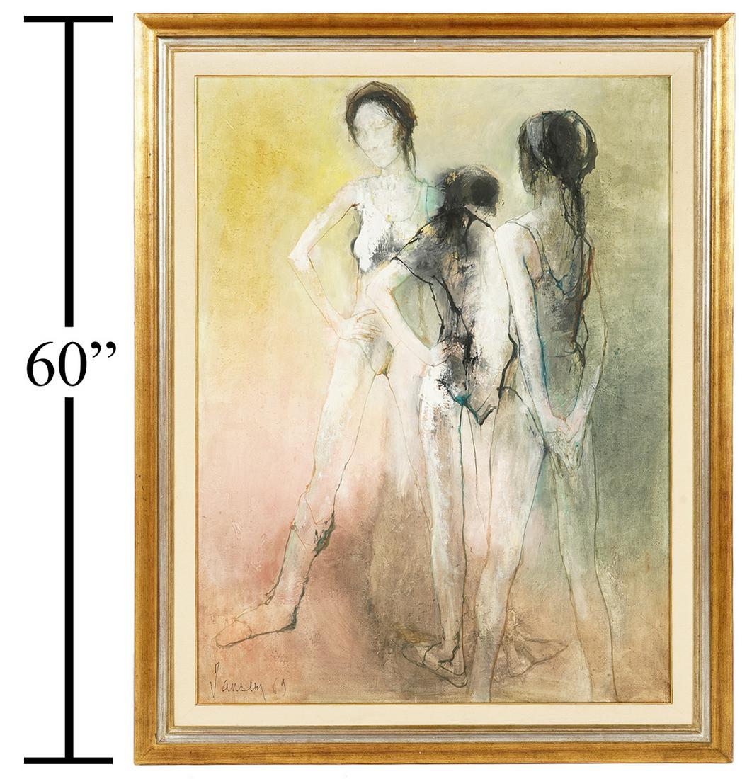 Jean Jansem 'Trois Femmes' Oil on Canvas (1 of 6)