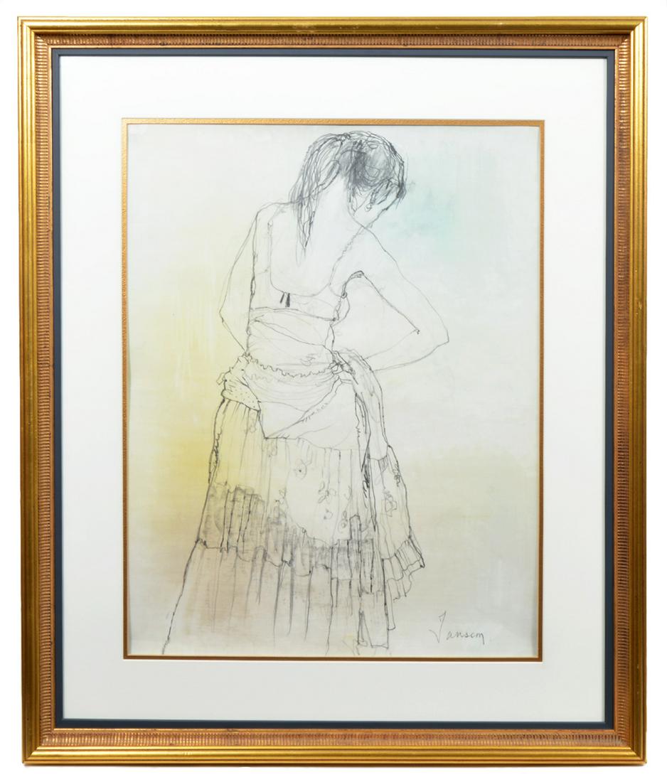 Jean Jansem 'Jeune Fille' Pencil on Paper (1 of 5)