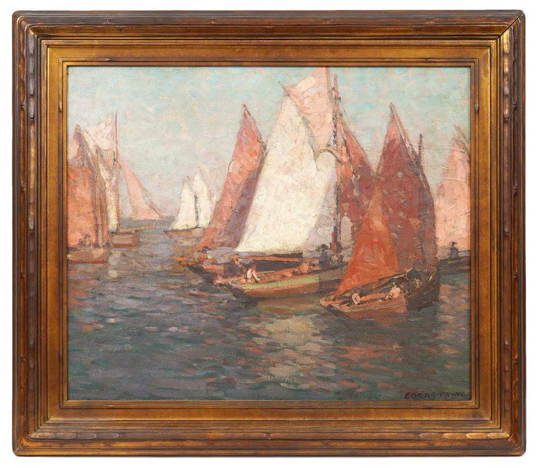 Edgar Alwin Payne 'Fishing Fleet' Oil Painting (1 of 16)