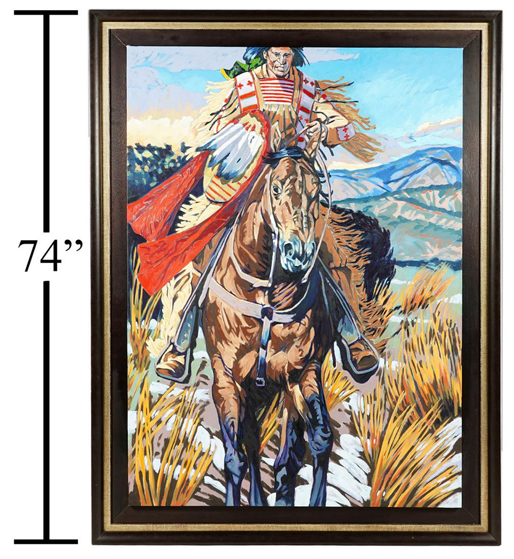 Walt Wooten 'Warrior on Horseback' Oil Painting (1 of 9)