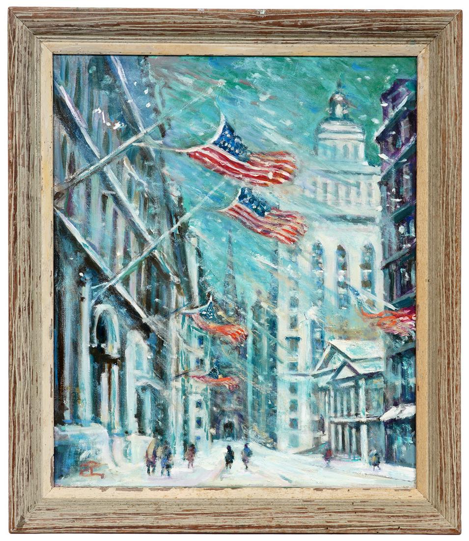 Philip Corley 'N.Y. Stock Exchange' Oil on Canvas (1 of 9)