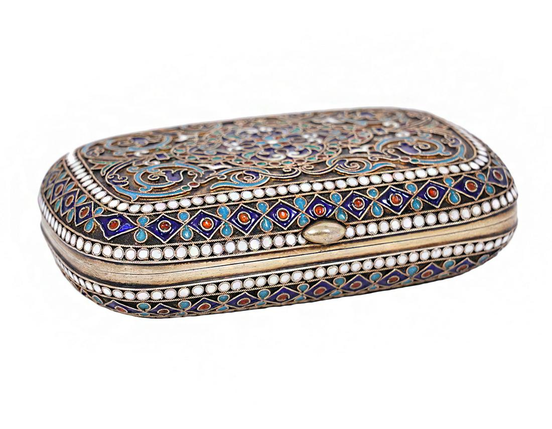 Russian Imperial Enameled 84 Silver Lady's Purse (1 of 10)