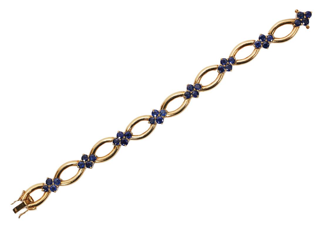 18K Yellow Gold & Blue Sapphire Bracelet (1 of 8)