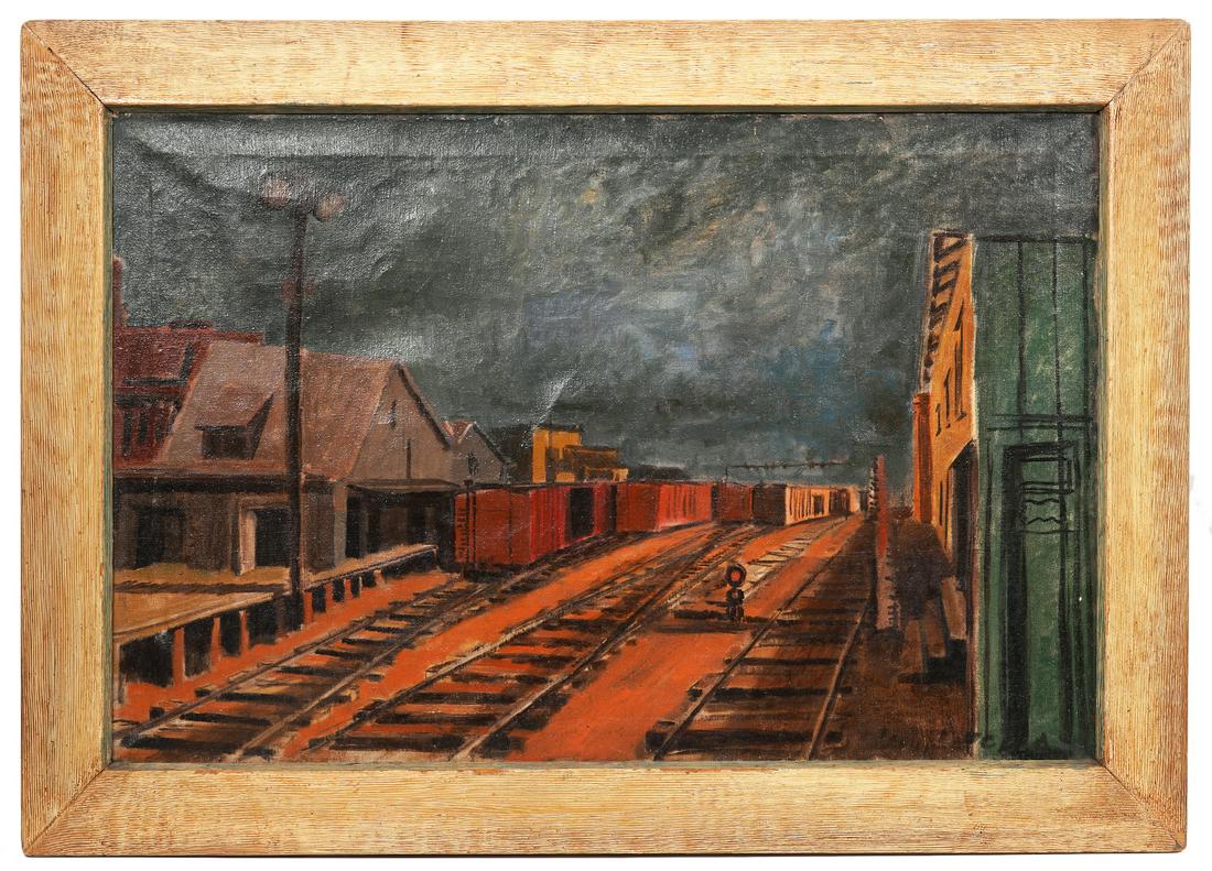 James Lechay 'Railroad Station' Oil on Canvas (1 of 12)