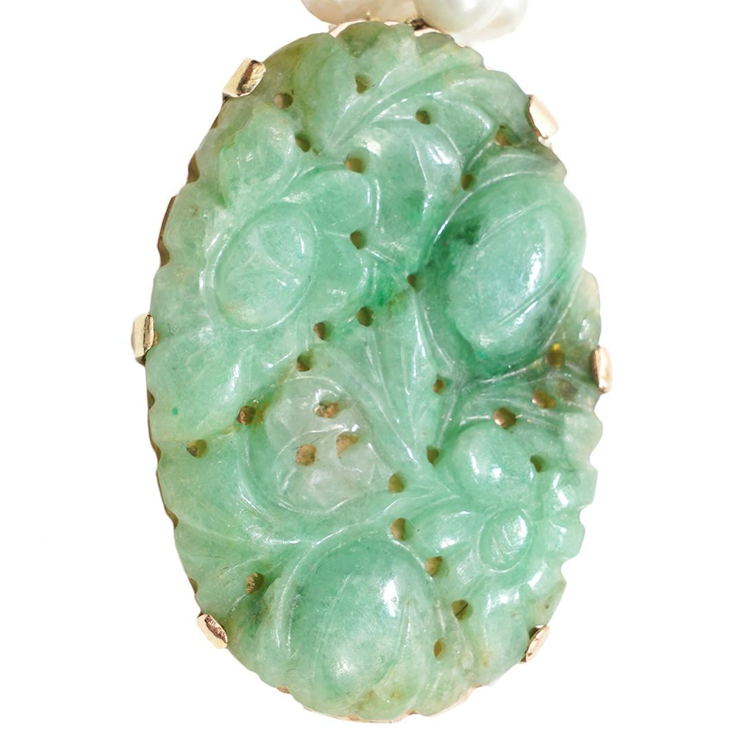Carved Jade, Pearl & 14K YG Necklace (1 of 10)