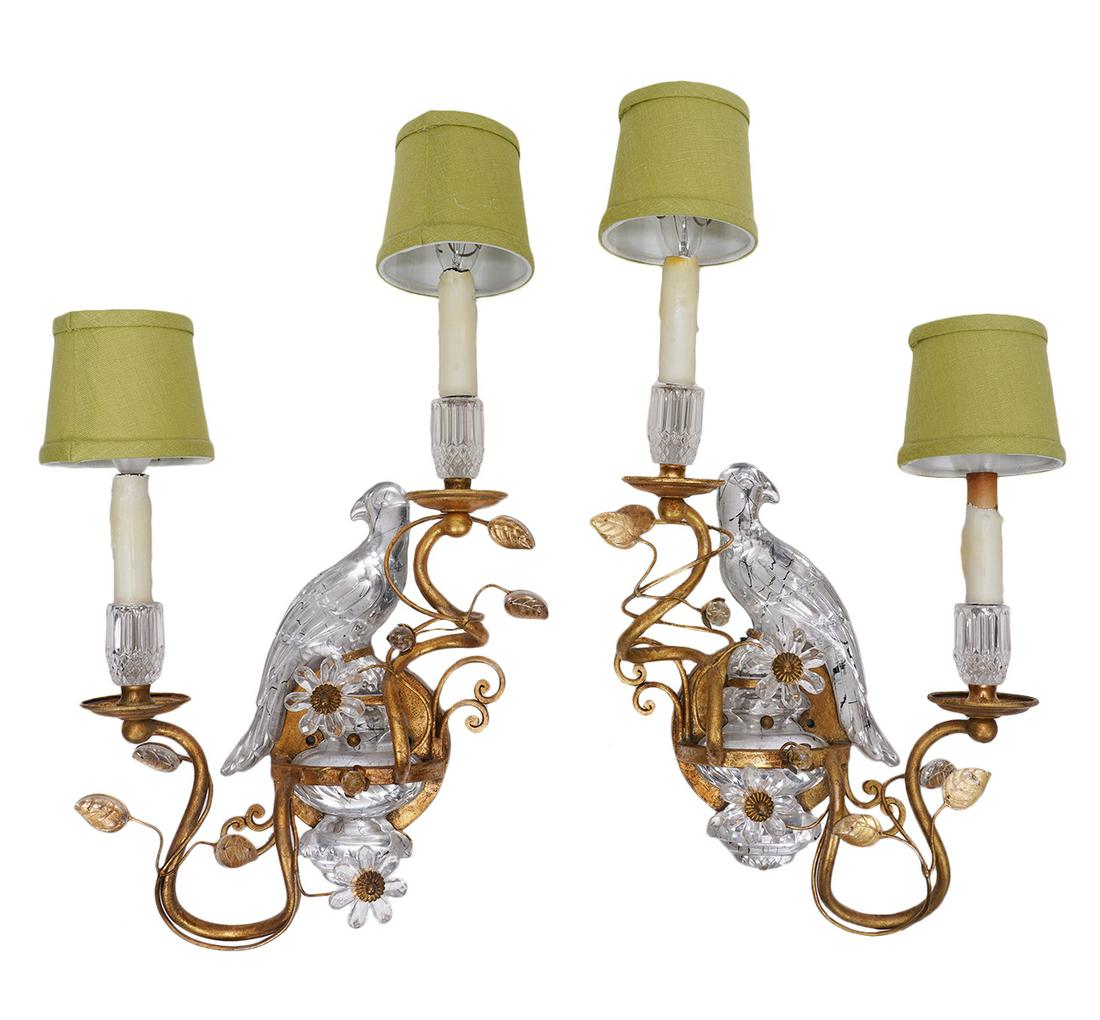 Pr. French Bagues Style Rock Crystal Wall Sconces (1 of 4)