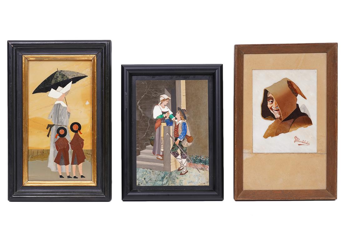 3 Pietra Dura Framed Plaques (1 of 7)