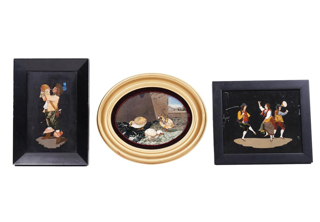3 Pietra Dura Stone Mosaic Framed Plaques (1 of 7)