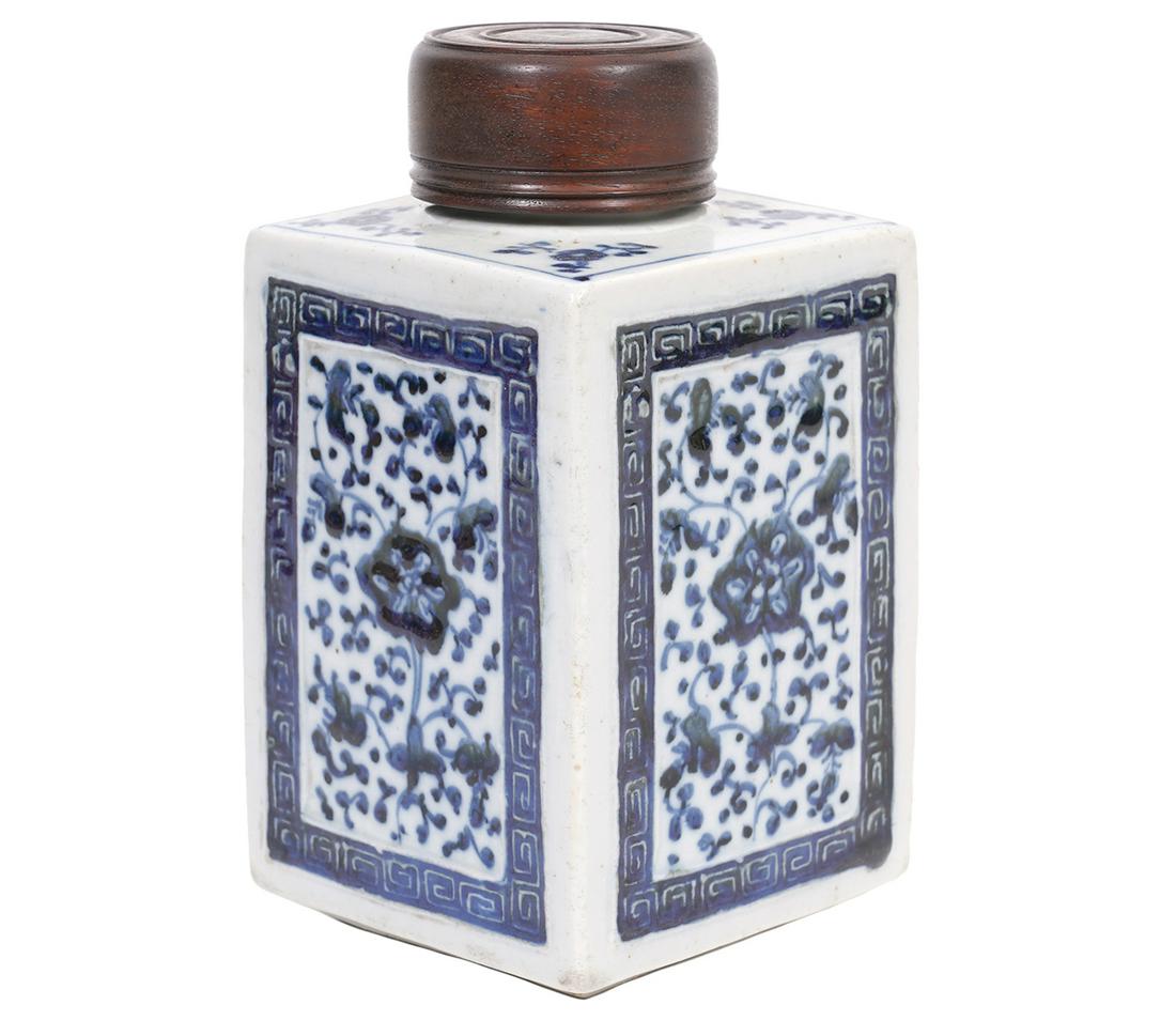 Chinese Blue & White Square Form Tea Caddy (1 of 9)