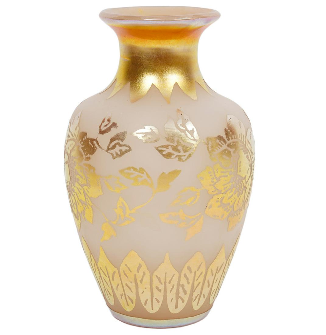 Attrb. to Steuben Opaque & Gilt Vase (1 of 7)