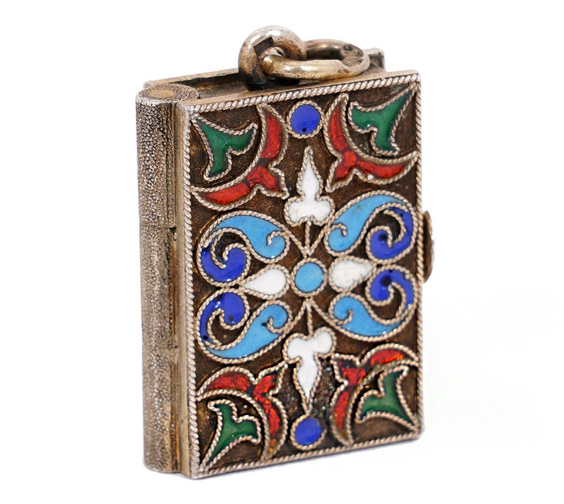 Russian Imperial 84 Silver Enamel 'Book' Locket (1 of 8)