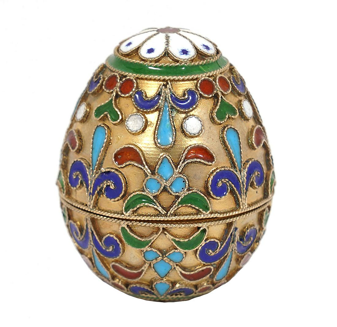 Russian Imperial Miniature 84 Silver Enamel Egg (1 of 7)
