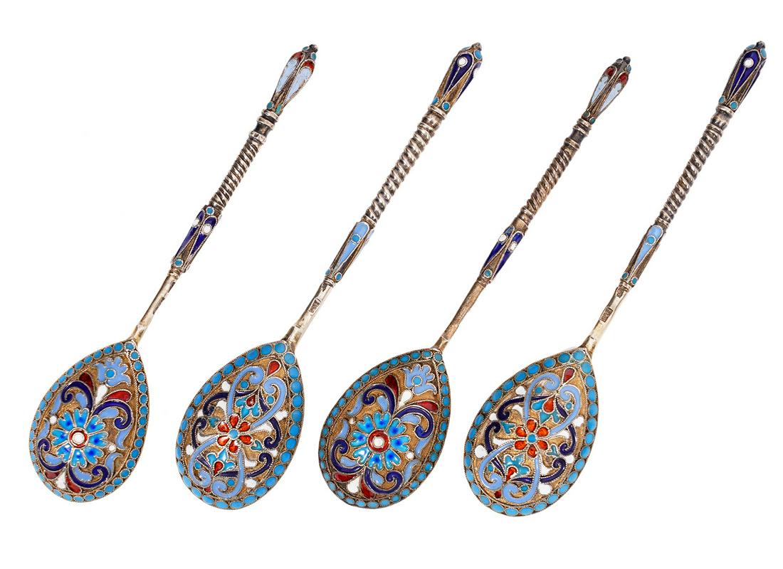 4 Russian Imperial 84 Silver Demitasse Spoons (1 of 9)