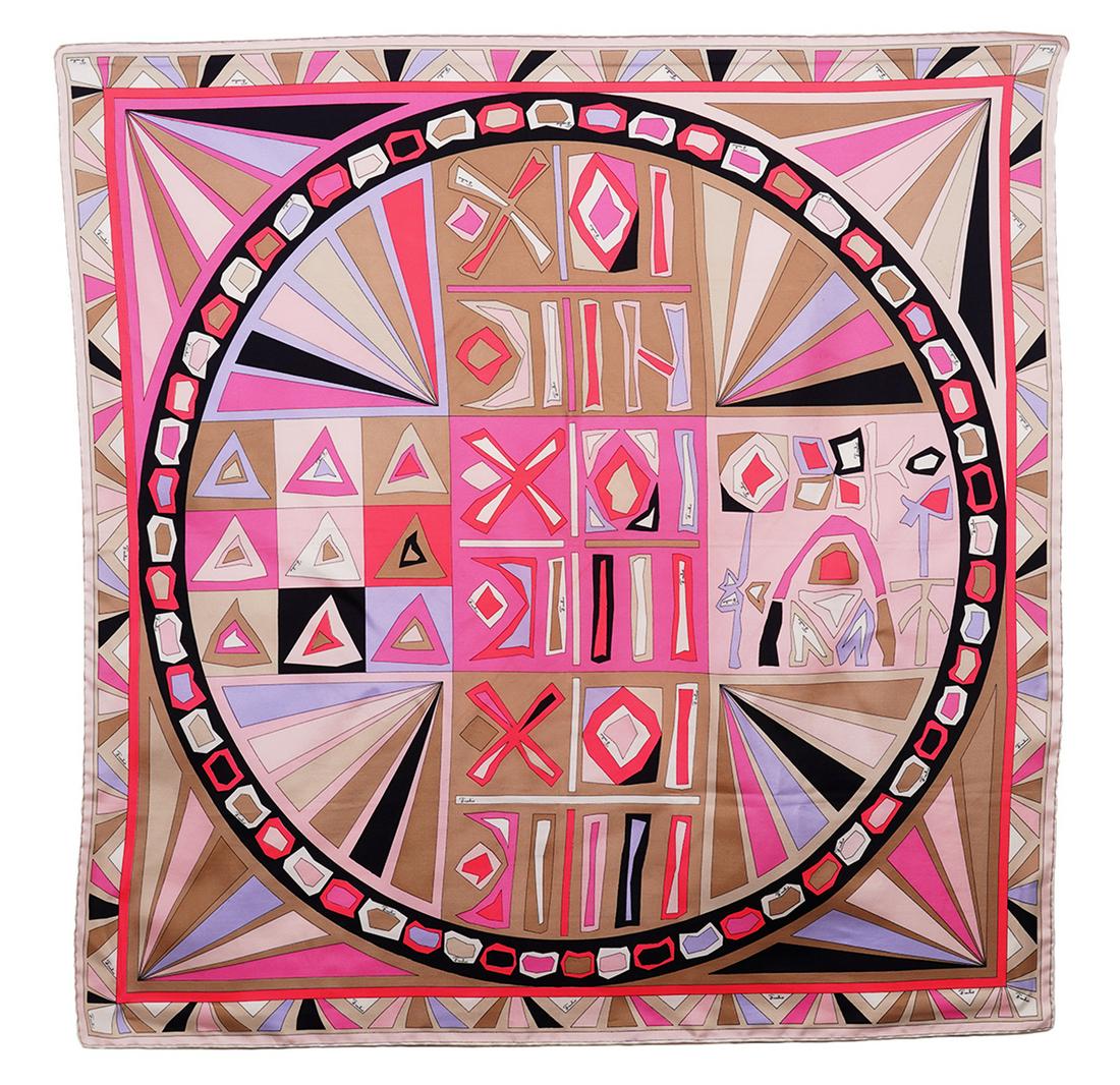 Emilio Pucci Hot Pink Multi Color Scarf 36": Emilio Pucci multi color scarf with shades of pastels and hot pinks. 36" x 36". Condition grade: 1. Examine all photos closely. Contact AAG for more detailed information if needed. AAG is not responsi