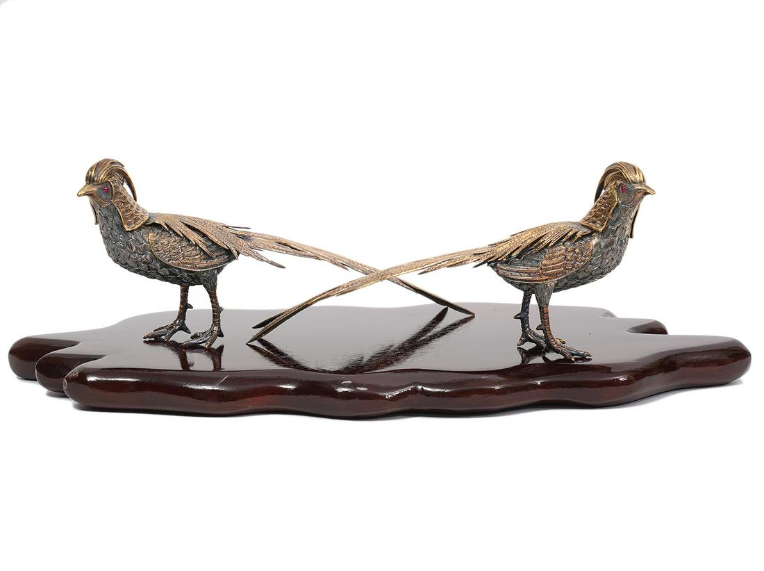 Pair of Tane Mexican Sterling Silver Pheasants (1 of 11)