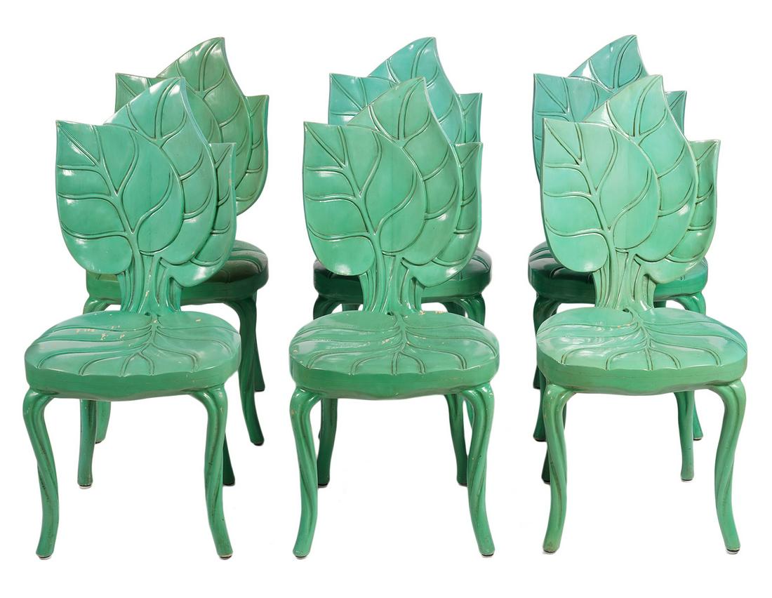 Six Hand Carved Bartolozzi & Maioli Leaf Chairs (1 of 9)