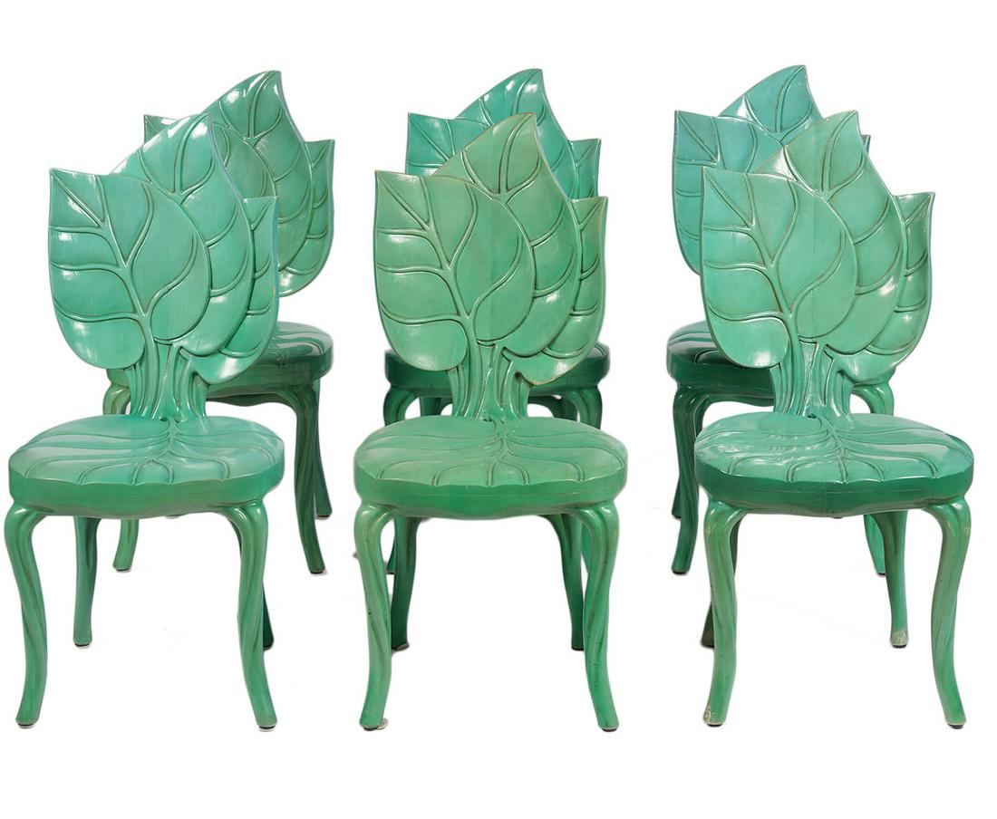Six Bartolozzi & Maioli Hand Carved Leaf Chairs (1 of 9)