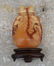 Chinese Amber Snuff Bottle on Wood Base - 11