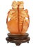 Chinese Amber Snuff Bottle on Wood Base