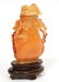 Chinese Amber Snuff Bottle on Wood Base - 3