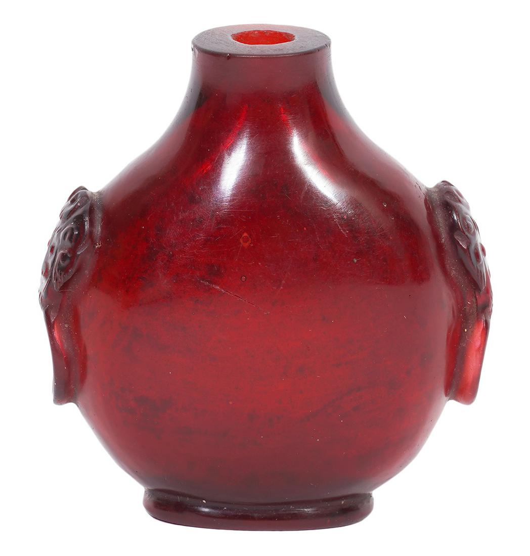 Rare Chinese Garnet Red Peking Glass Snuff Bottle (1 of 7)