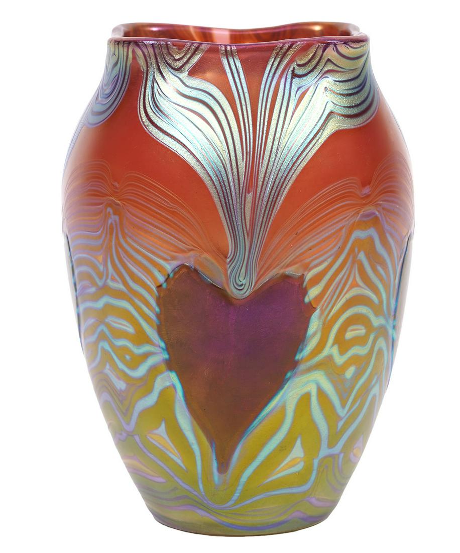 Attbr. Loetz Art Glass Hearts Vase (1 of 7)