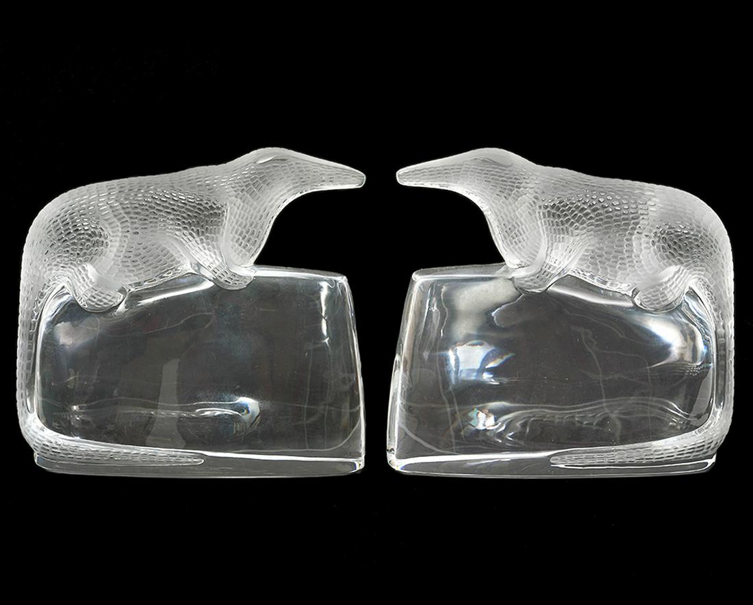 Pr. Lalique Crystal Egyptian Sobek Bookends (1 of 6)