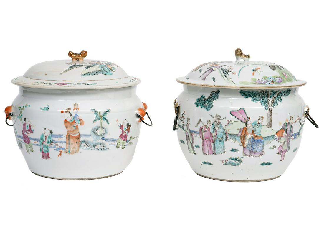 2 Chinese Famille Rose Soup Bowls w/ Lids (1 of 20)