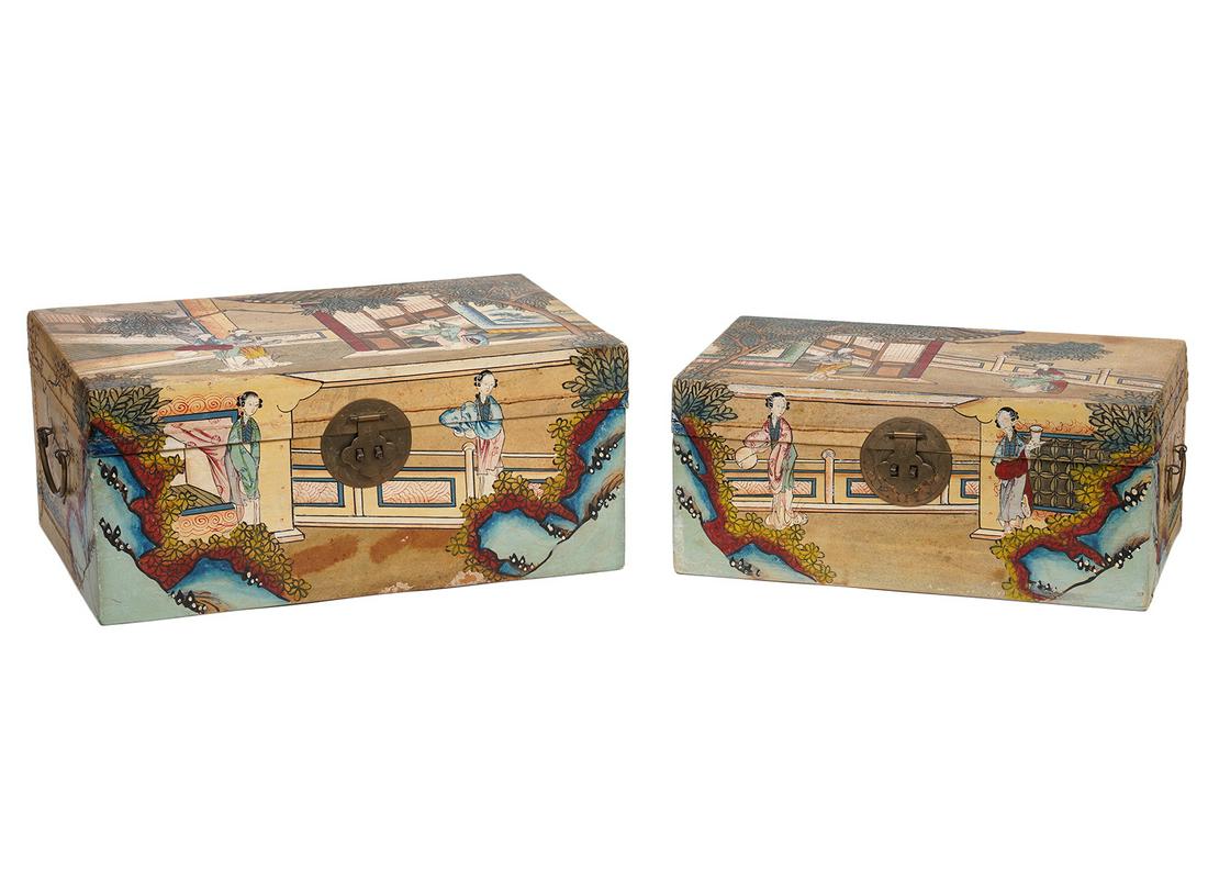 2 Chinese Polychromed Pigskin Boxes (1 of 16)