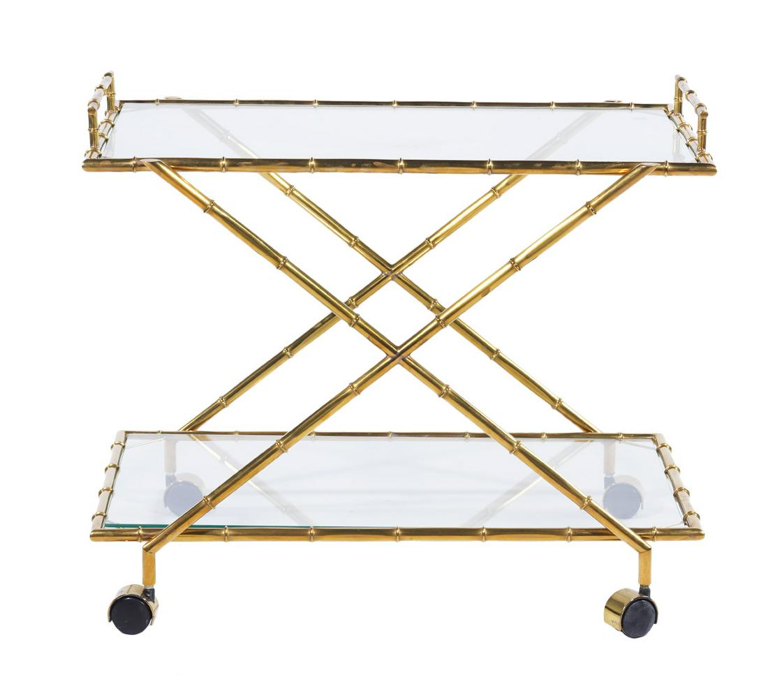 Italian Glass & Brass Bamboo Bar Cart (1 of 5)