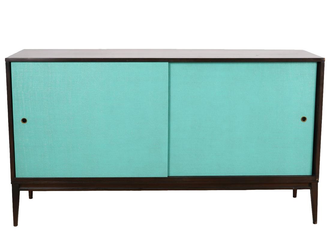 Paul McCobb Turquoise Sliding Door Credenza (1 of 9)