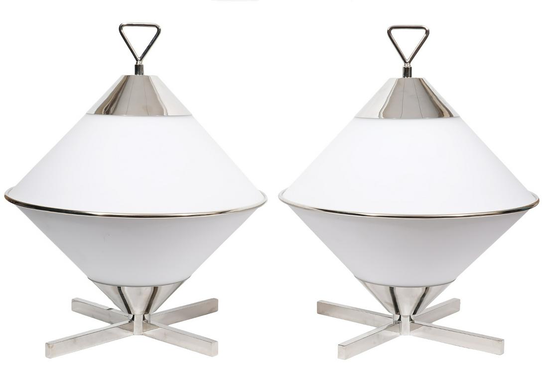 Pr. White & Chrome Retro Space Age Table Lamps (1 of 4)