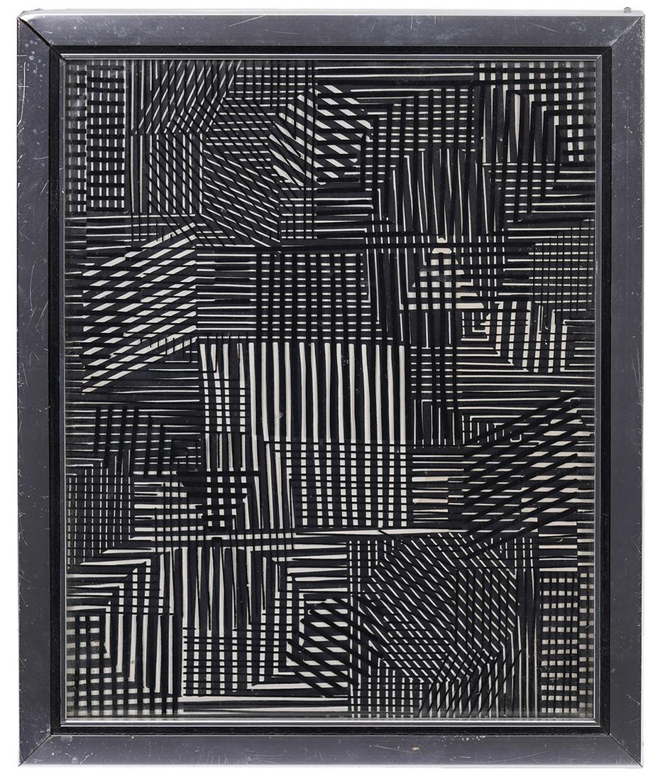 Agam Style Framed Black & White Painting (1 of 3)