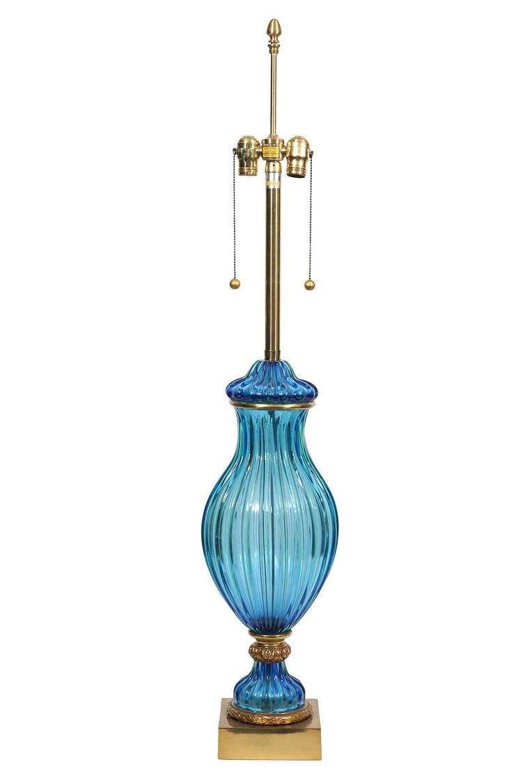 Vintage Seguso Blue Murano Marbro Table Lamp (1 of 6)