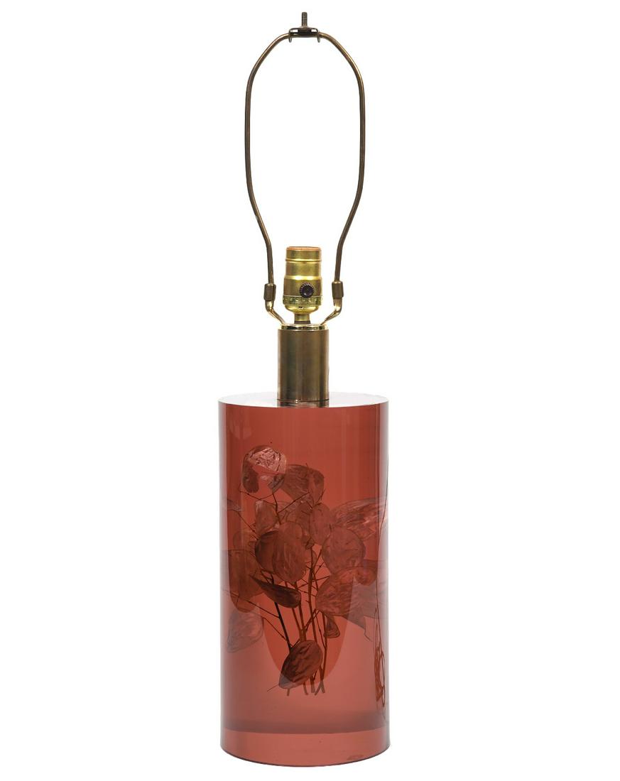 Vintage Violet Resin Cylindrical Table Lamp (1 of 8)