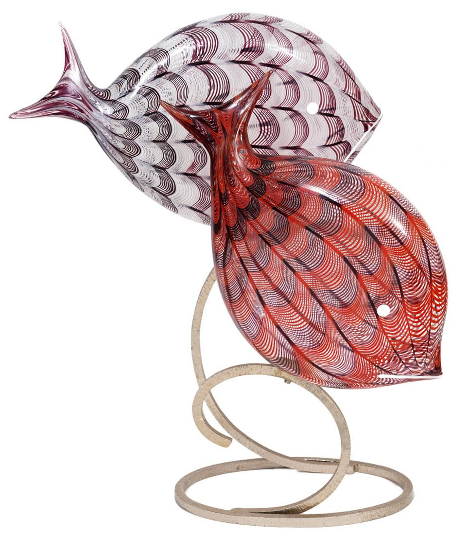 Murano Large Art Glass Double Fish Sculpture (1 of 7)