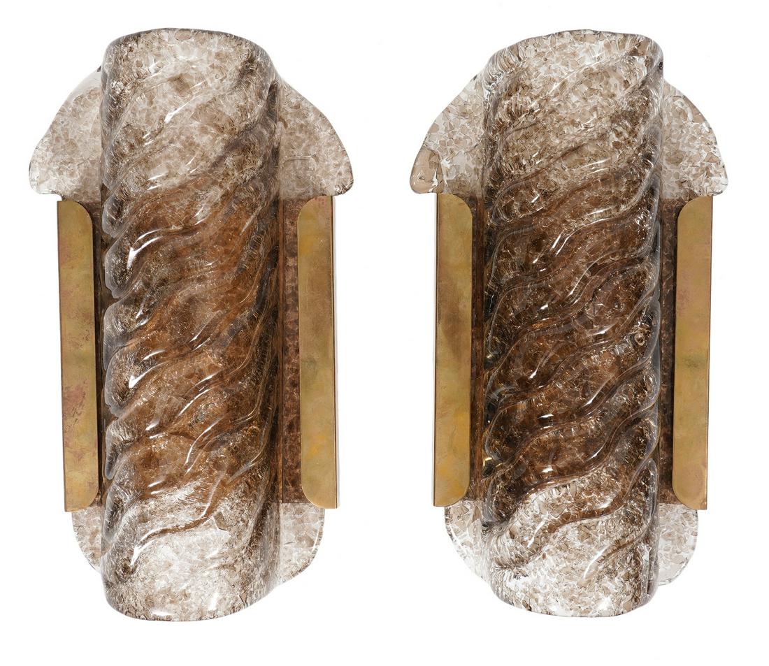 Pr. Vintage Murano Tobacco Glass Sconces (1 of 5)
