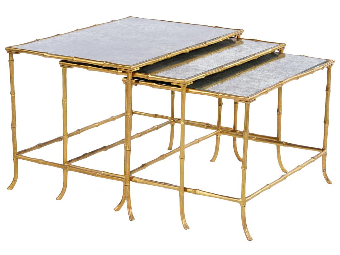 Set of 3 French Faux Bamboo Nesting Tables (1 of 7)