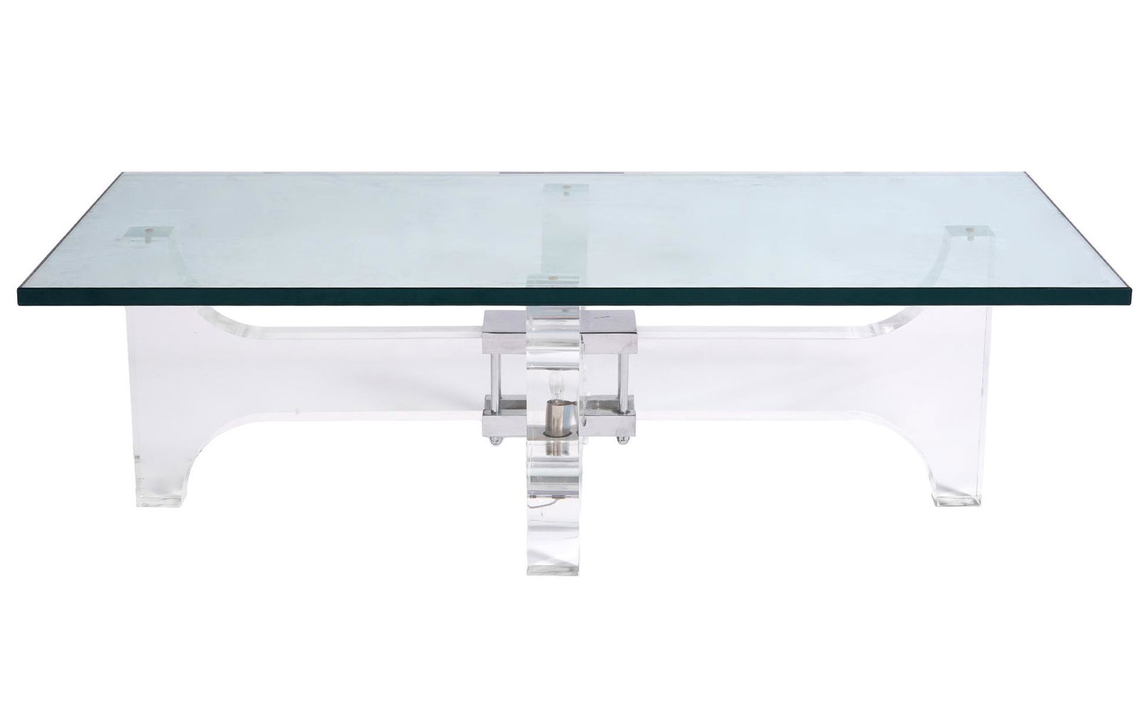 Lucite, Chrome & Glass Illuminating Coffee Table (1 of 9)