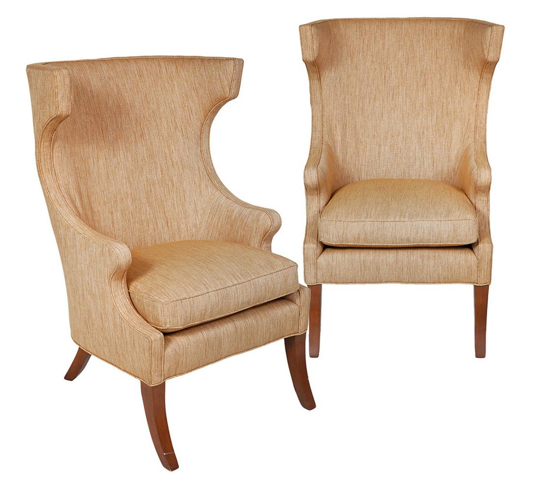 Pair of Mid-Century Wingback Chairs Klismos Style (1 of 10)